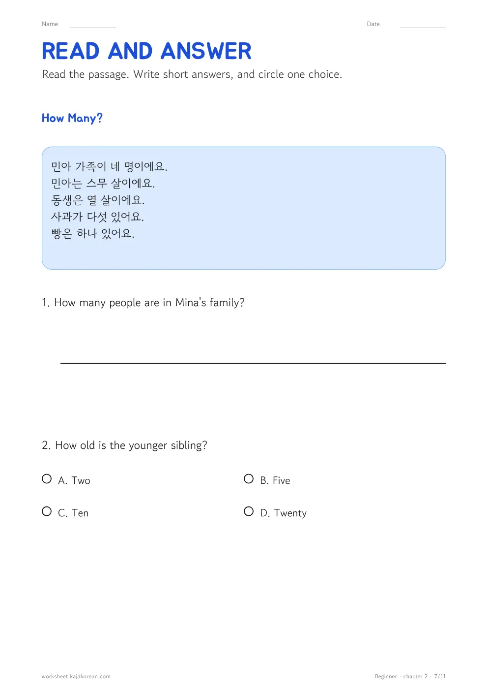 Korean Numbers — page 7