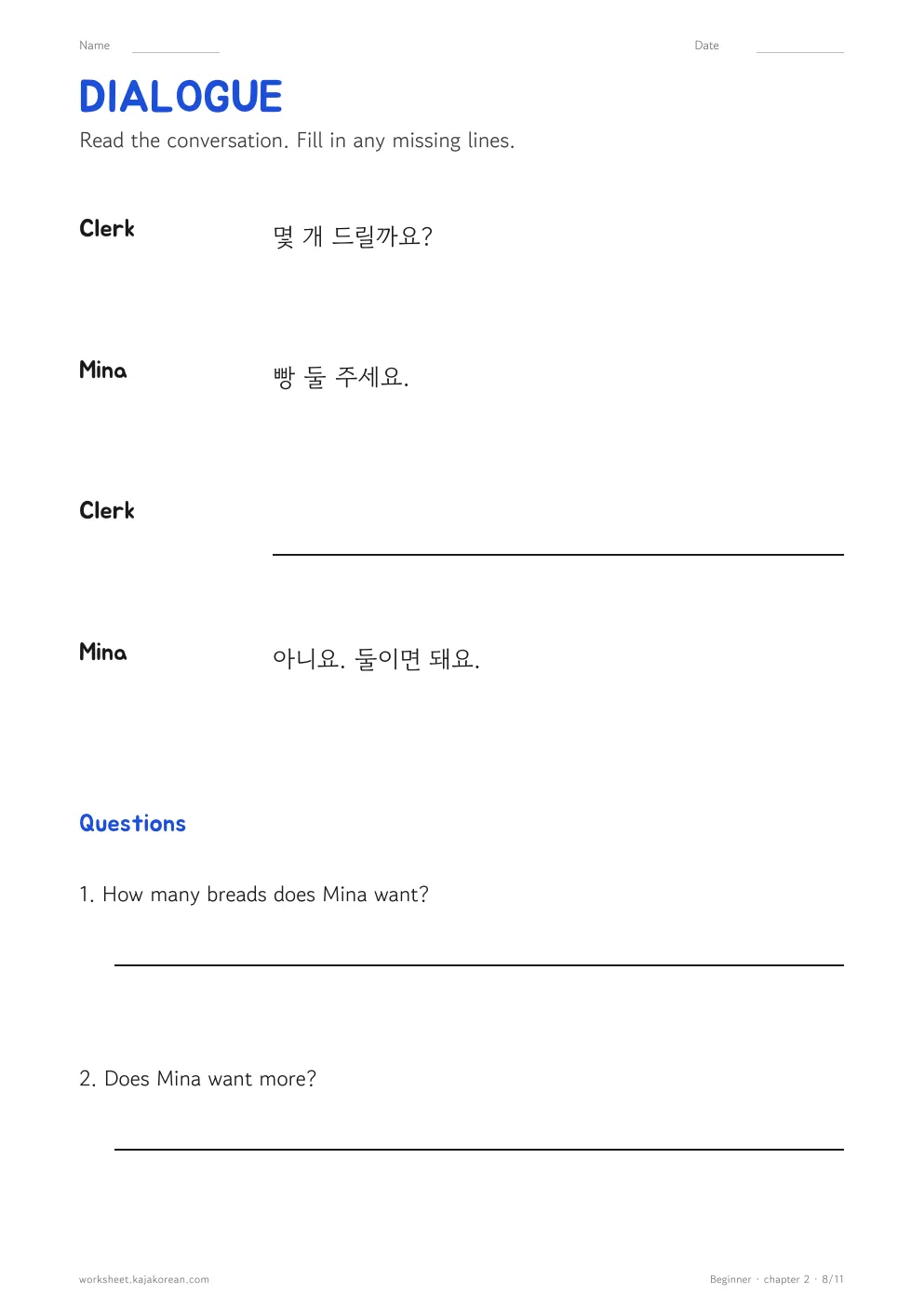 Korean Numbers — page 8