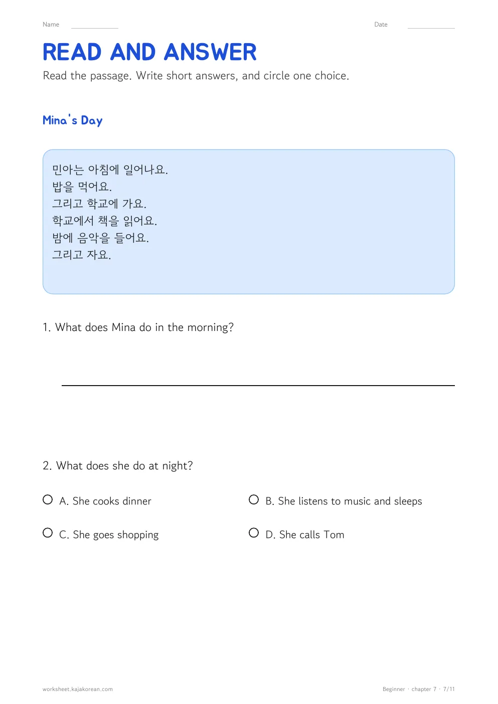 Everyday Verbs worksheet