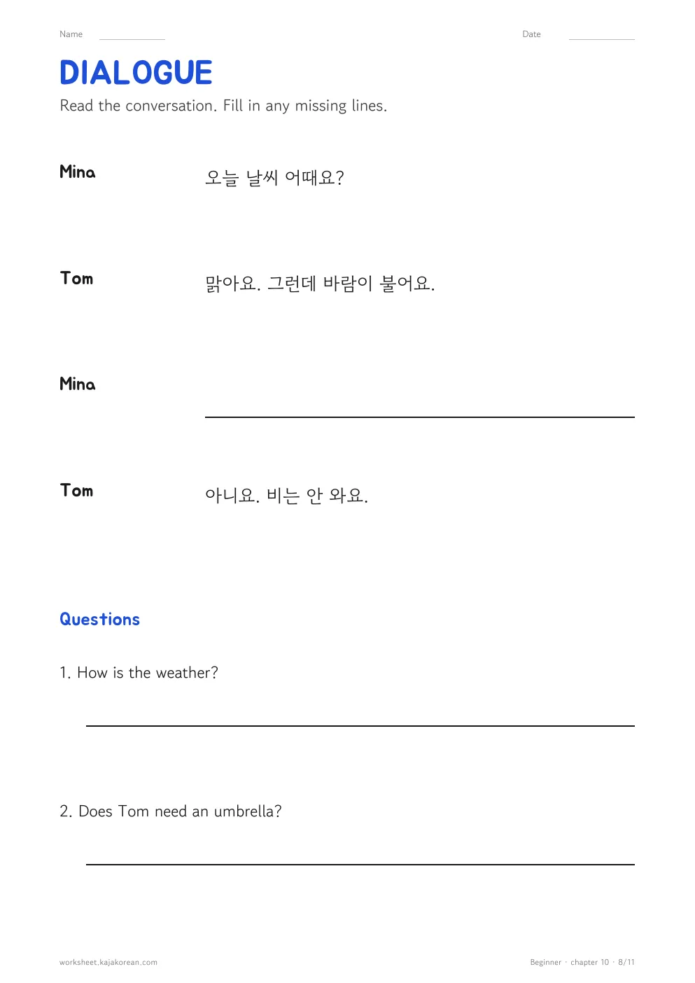 Weather and Seasons worksheet