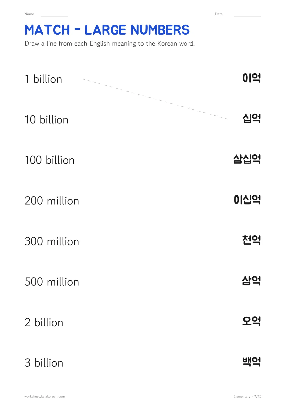 Korean numbers worksheets — page 7