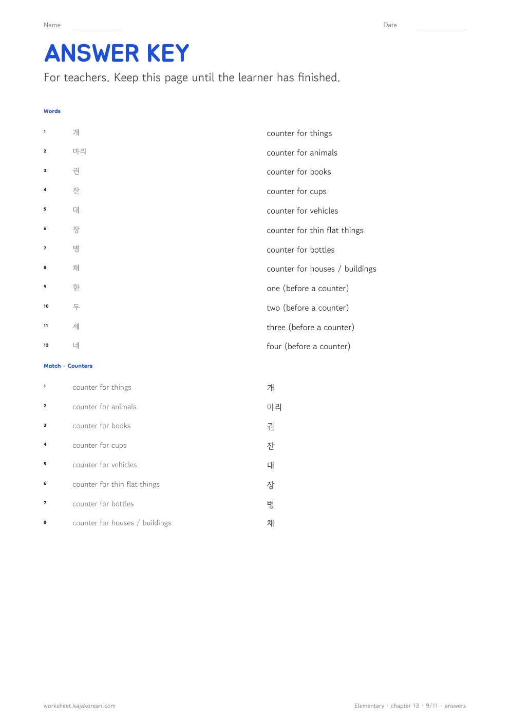 Count Words — answer key